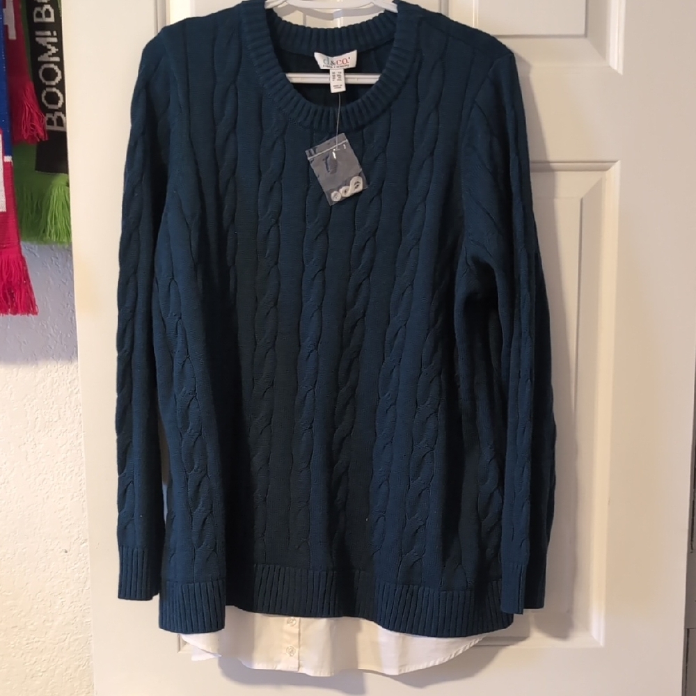 Croft & Barrow Teal Crew Neck Sweater